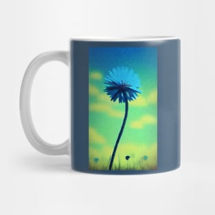 Blue Dandelion against a summer sky - Abstract style painting Mug